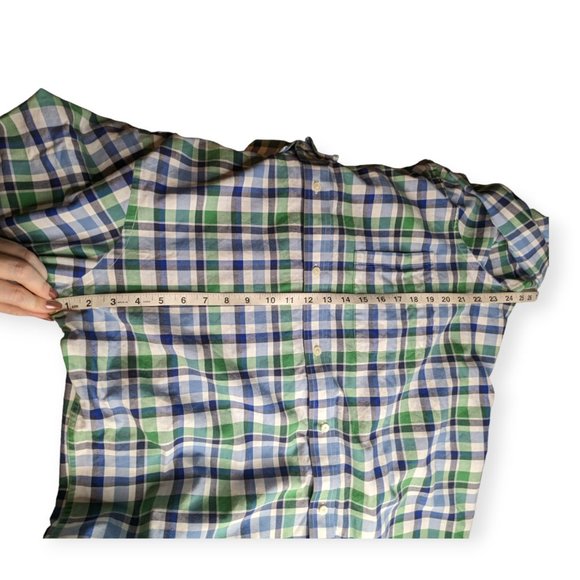 Banana Republic Factory Green/Blue Plaid Long Sleeve Button Down Shirt Size XL - Picture 11 of 13